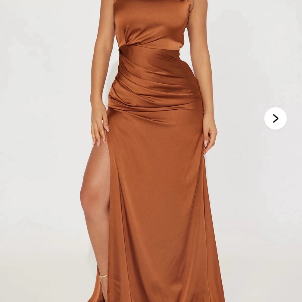 Fashion Nova One Shoulder Brown Dress